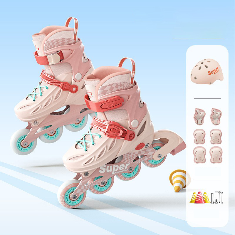 Pink with protect gears and helmet