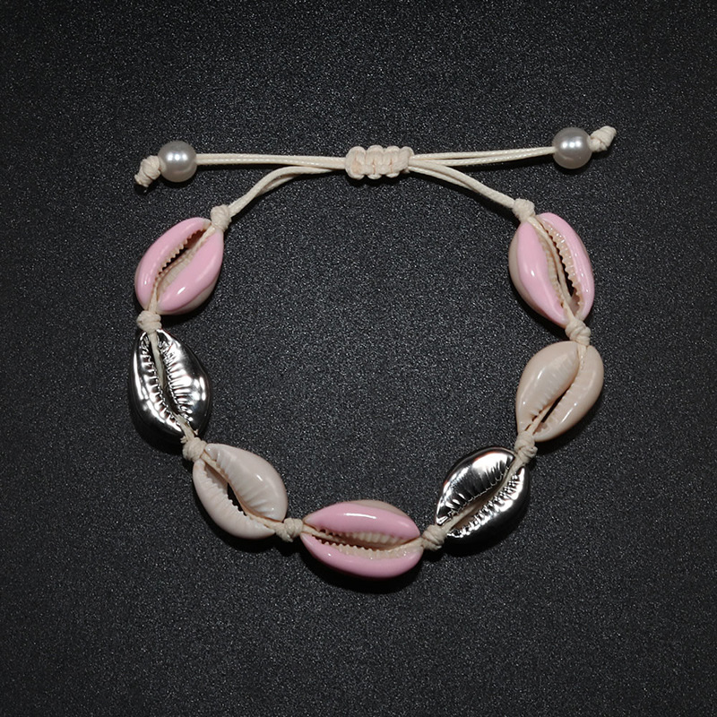 6:Pink silver shell bracelet