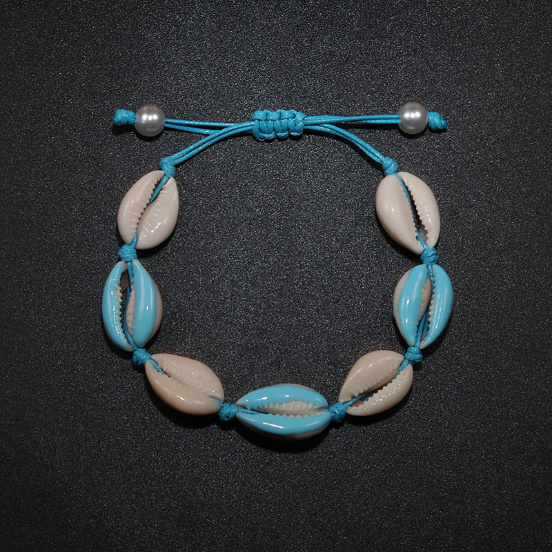 8:Lake blue white shell bracelet