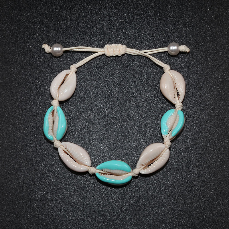 14:Sky blue white shell bracelet