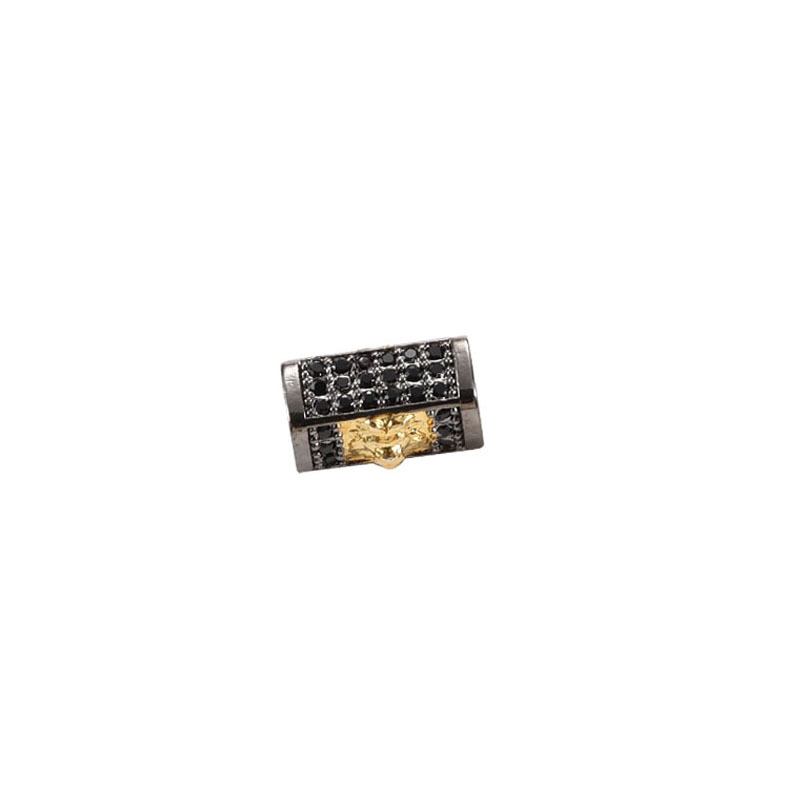 1:Black rectangular gold lion head