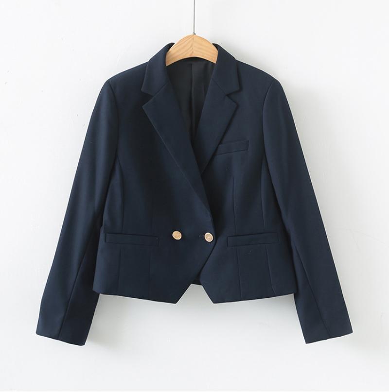 Dark blue suit with one button