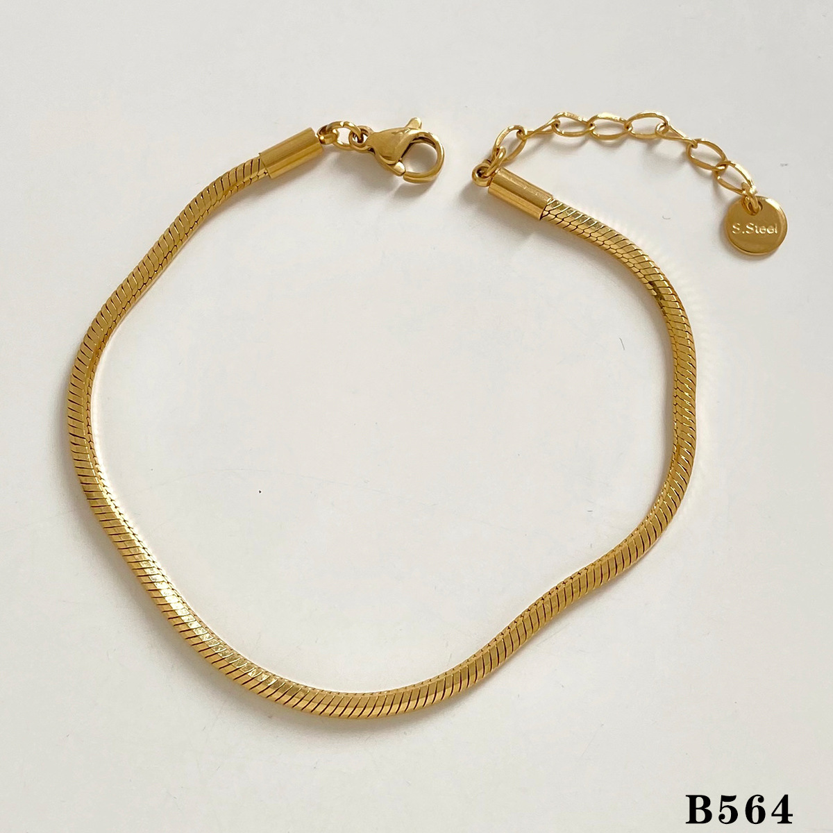 5:Octagonal snake bone chain gold bracelet B564