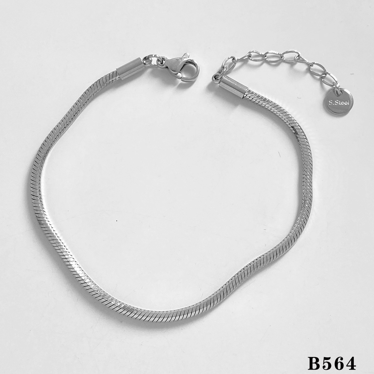 6:Octagonal snake bone chain silver bracelet B564