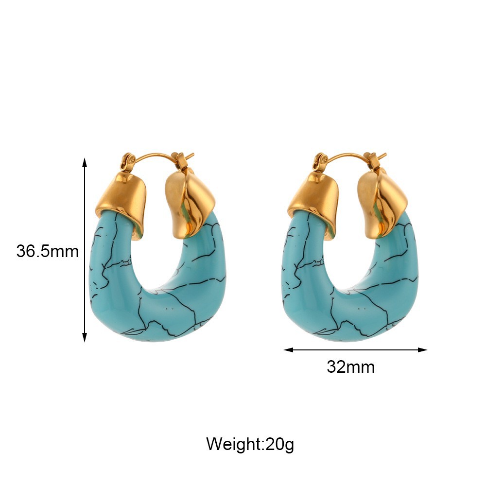 1:Exaggerated acrylic U-shaped earrings-turquoise