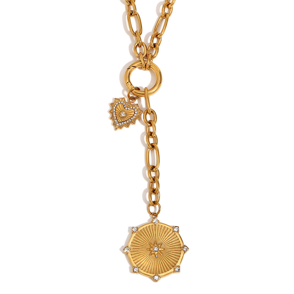 2:eight-pointed star pendant tassel necklace - gold