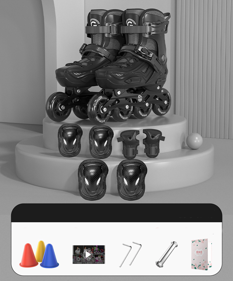 Cool black shoes protective gear 6 piece set