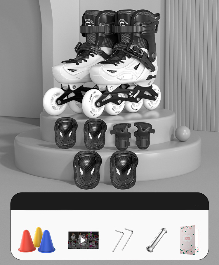 Simple white 6 piece set of shoes  protective gear