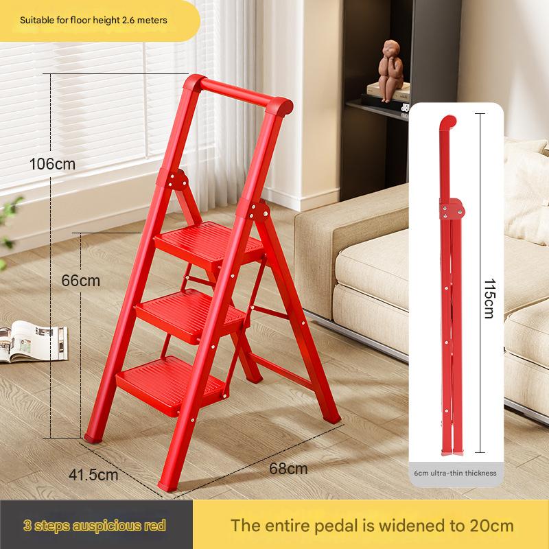 red 3-step ladder