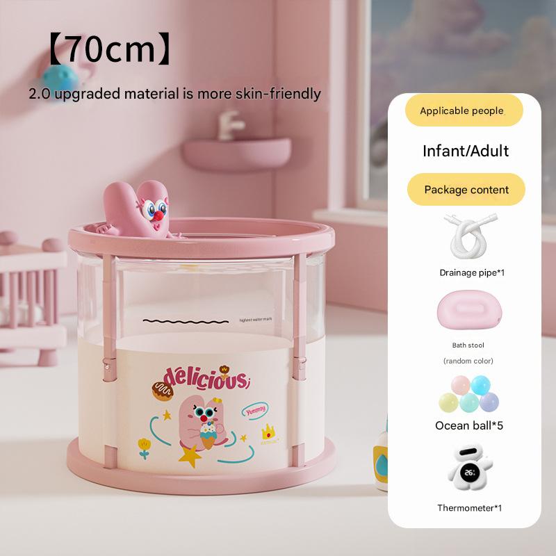 70*65cm peach pink [thermometer package] drainage pipe*1 bath stool*1 ocean ball*5 thermometer*1
