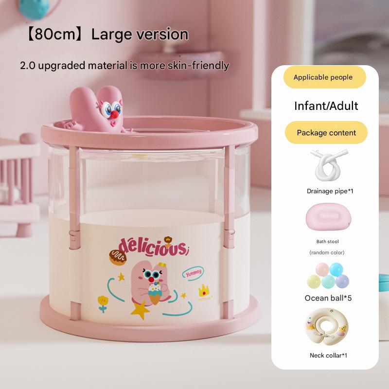 80*65cm peach pink [neck collar package] drainage pipe*1 bath stool*1 ocean ball*5 neck collar*1