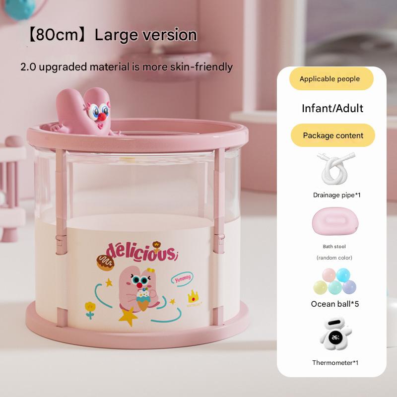 80*65cm peach pink [thermometer package] drainage pipe*1 bath stool*1 ocean ball*5 thermometer*1