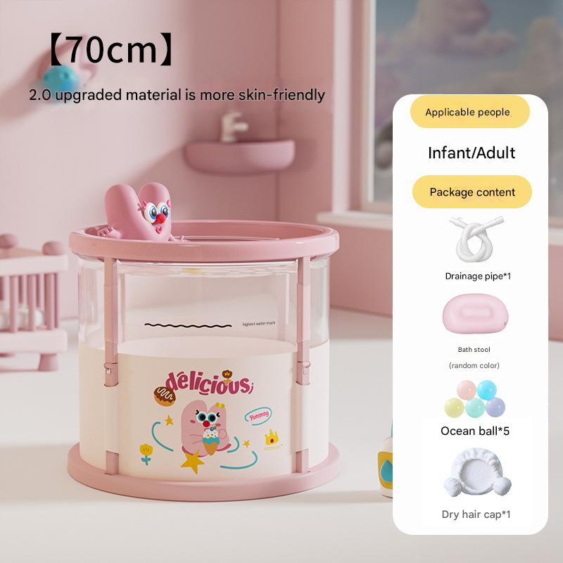 70*65cm peach pink [dry hair cap package] drainage pipe*1 bathtub stool*1 ocean ball*5 dry hair cap*1