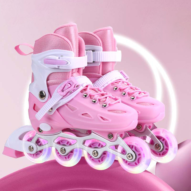 Double buckle upgraded PU all-flash - a pair of elegant pink shoes