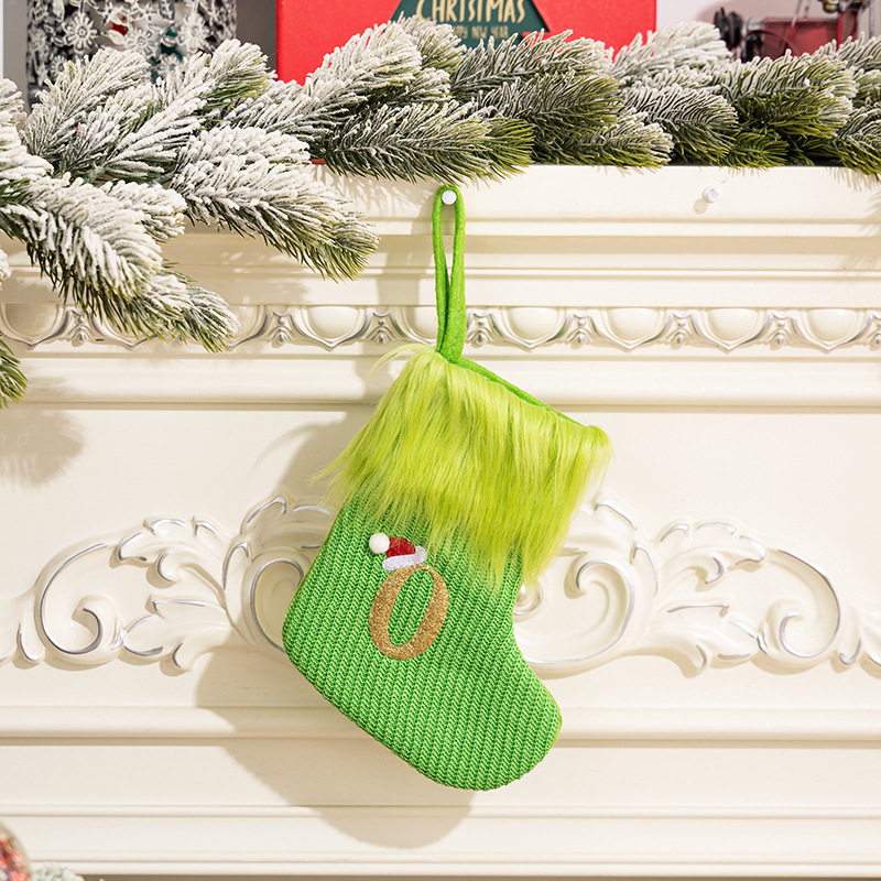 Grinch green letter socks o