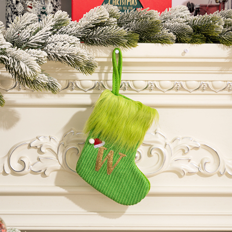 Grinch green letter socks w