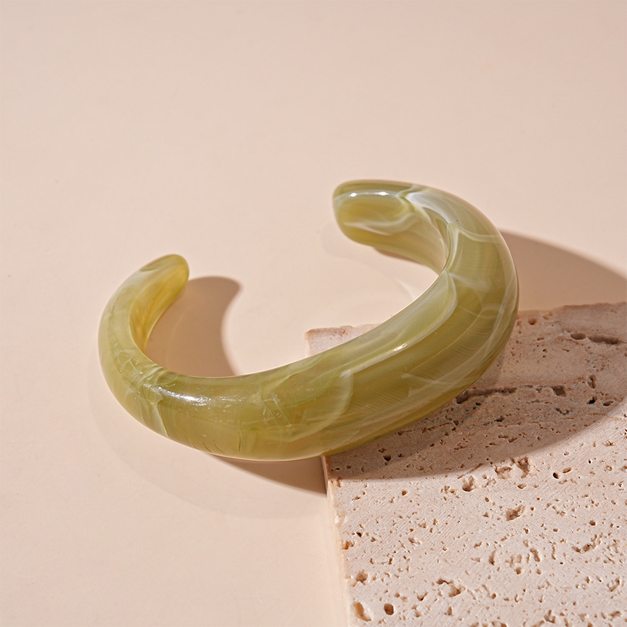 3:Green smudged open bracelet