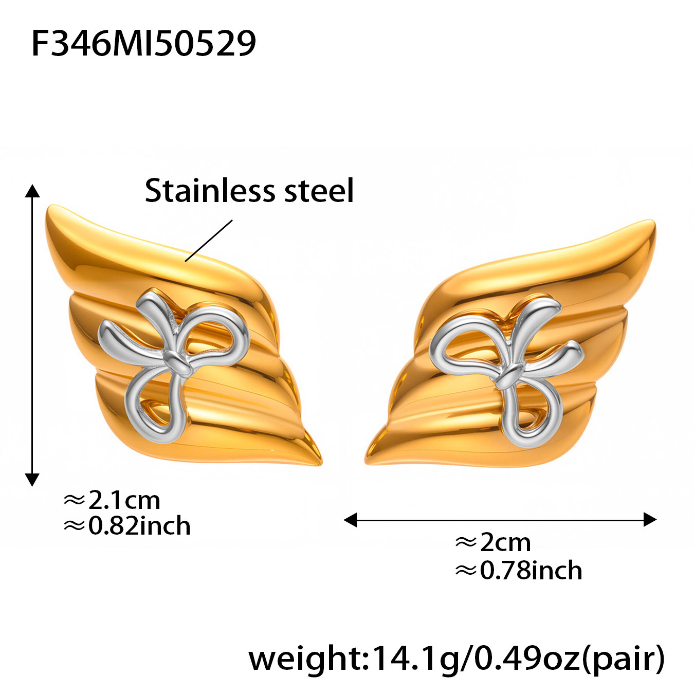 1:F346-gold bow earrings