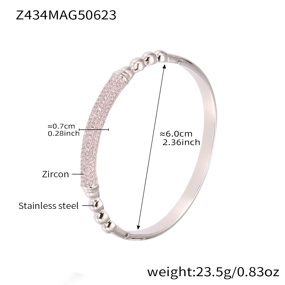 1:Z434-luxury buckle pink diamond bracelet steel color