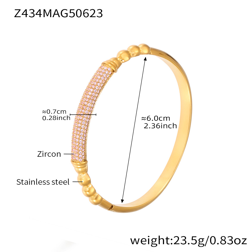 2:Z434-luxury buckle pink diamond bracelet gold