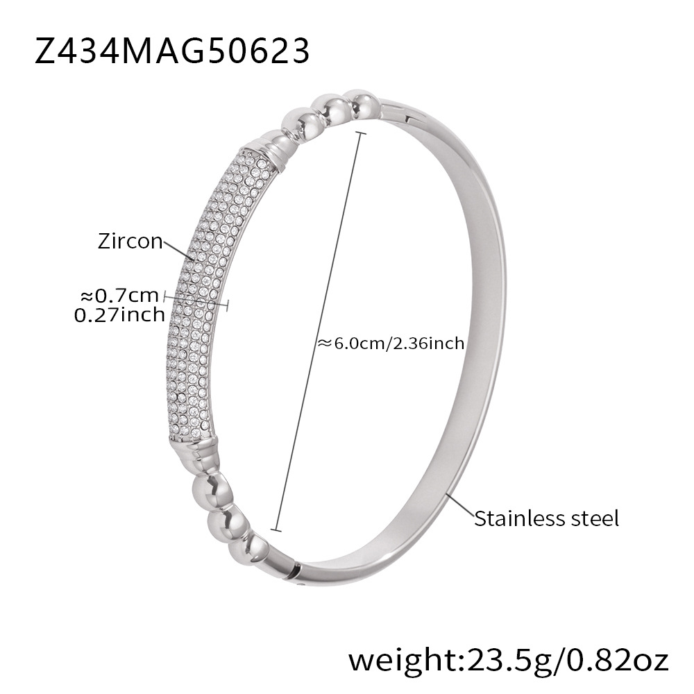 3:Z434-luxury buckle white diamond bracelet steel color