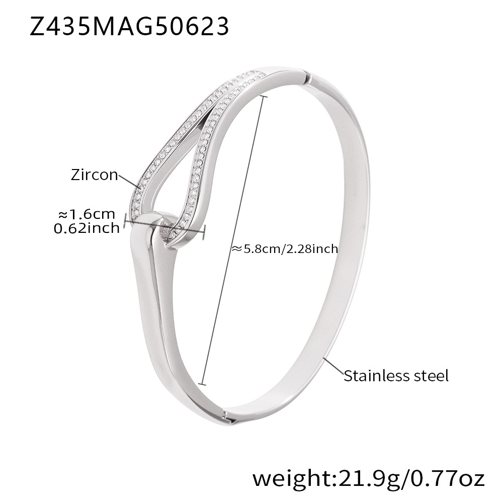 5:Z435-horseshoe buckle 5a zircon bracelet steel color