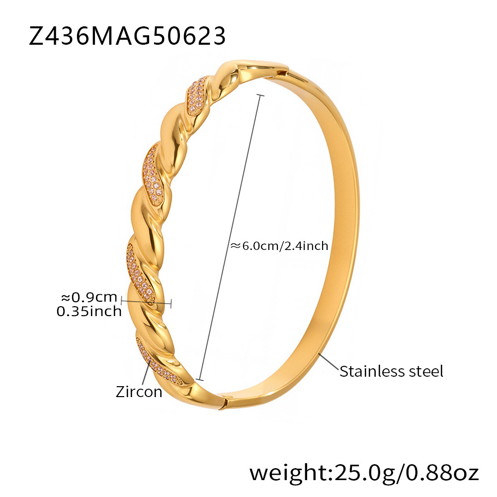 10:Z436-twist full diamond bracelet gold pink diamond