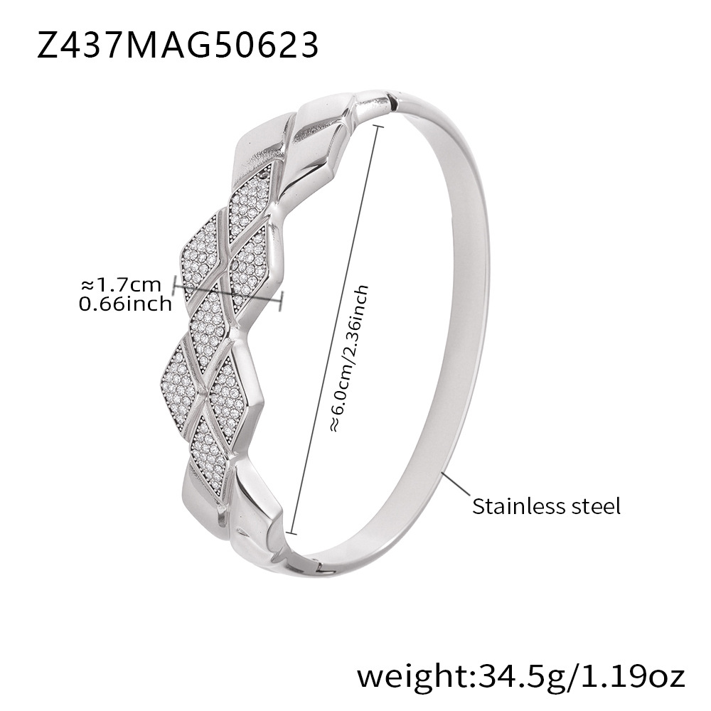 11:Z437-xiaoxiangfeng full diamond bracelet steel color white diamond