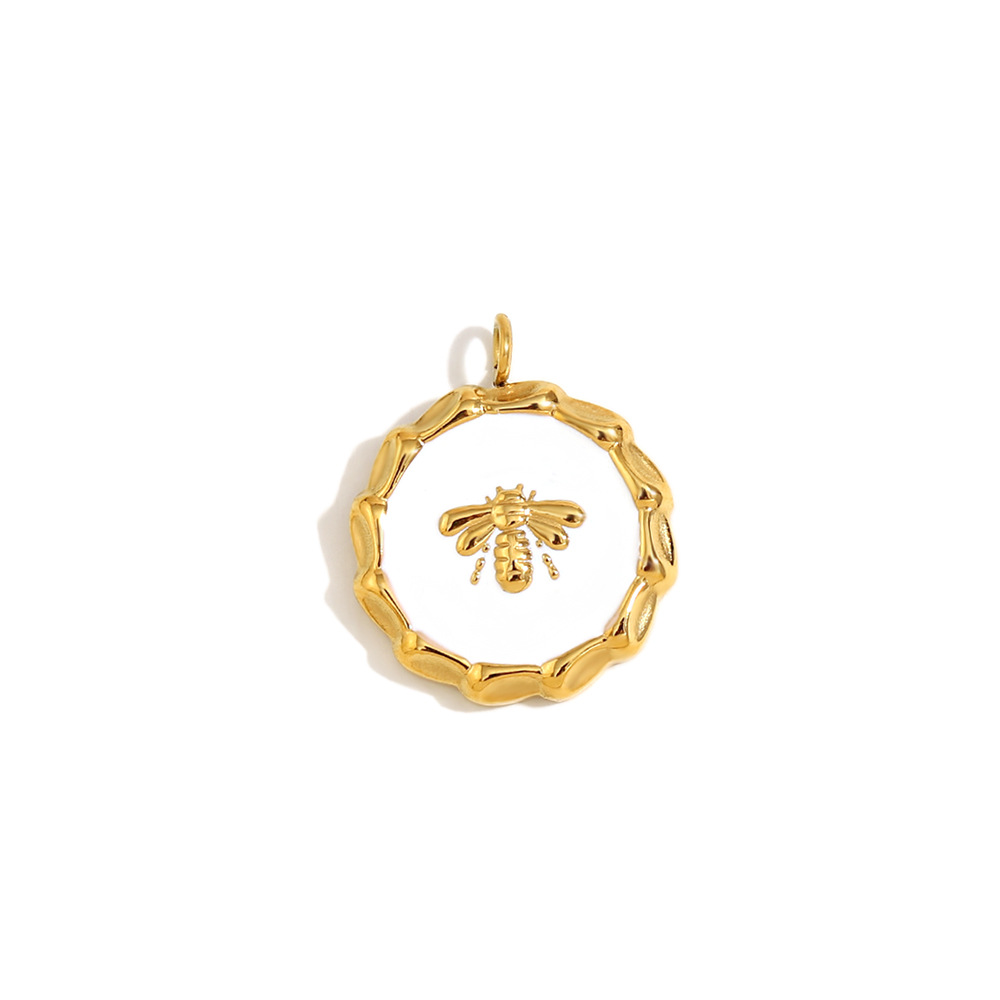 Oil dripping bee pendant-gold and white