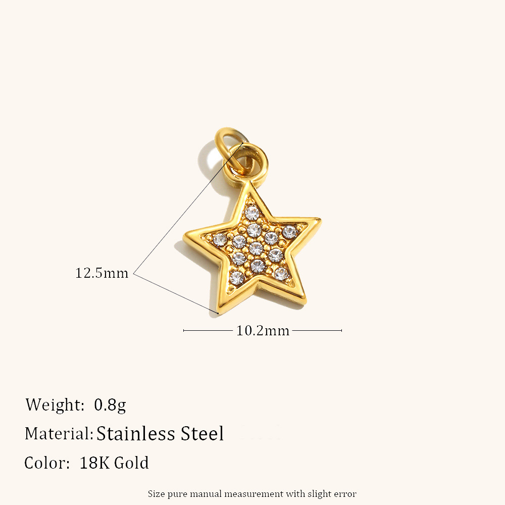 Zircon pentagram pendant-gold