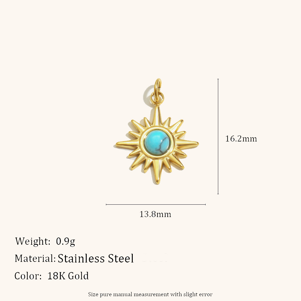 3:Eight-pointed star turquoise pendant-gold