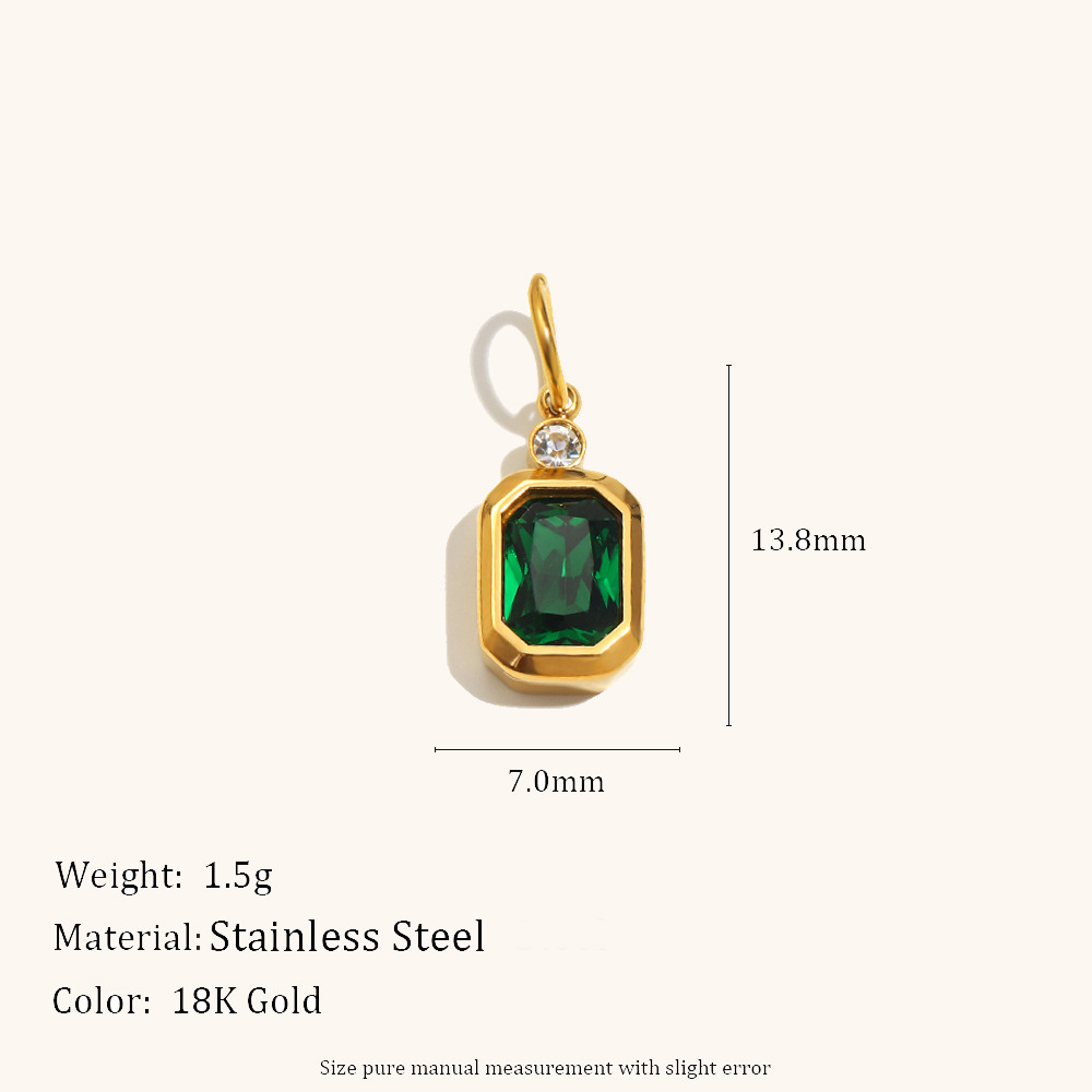 13:Small square brick zircon pendant-gold