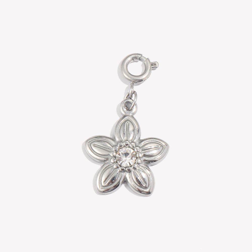 Flower zircon pendant-steel color