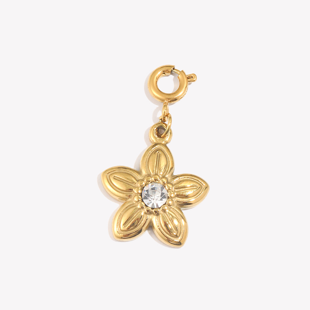 23:Flower zircon pendant - gold