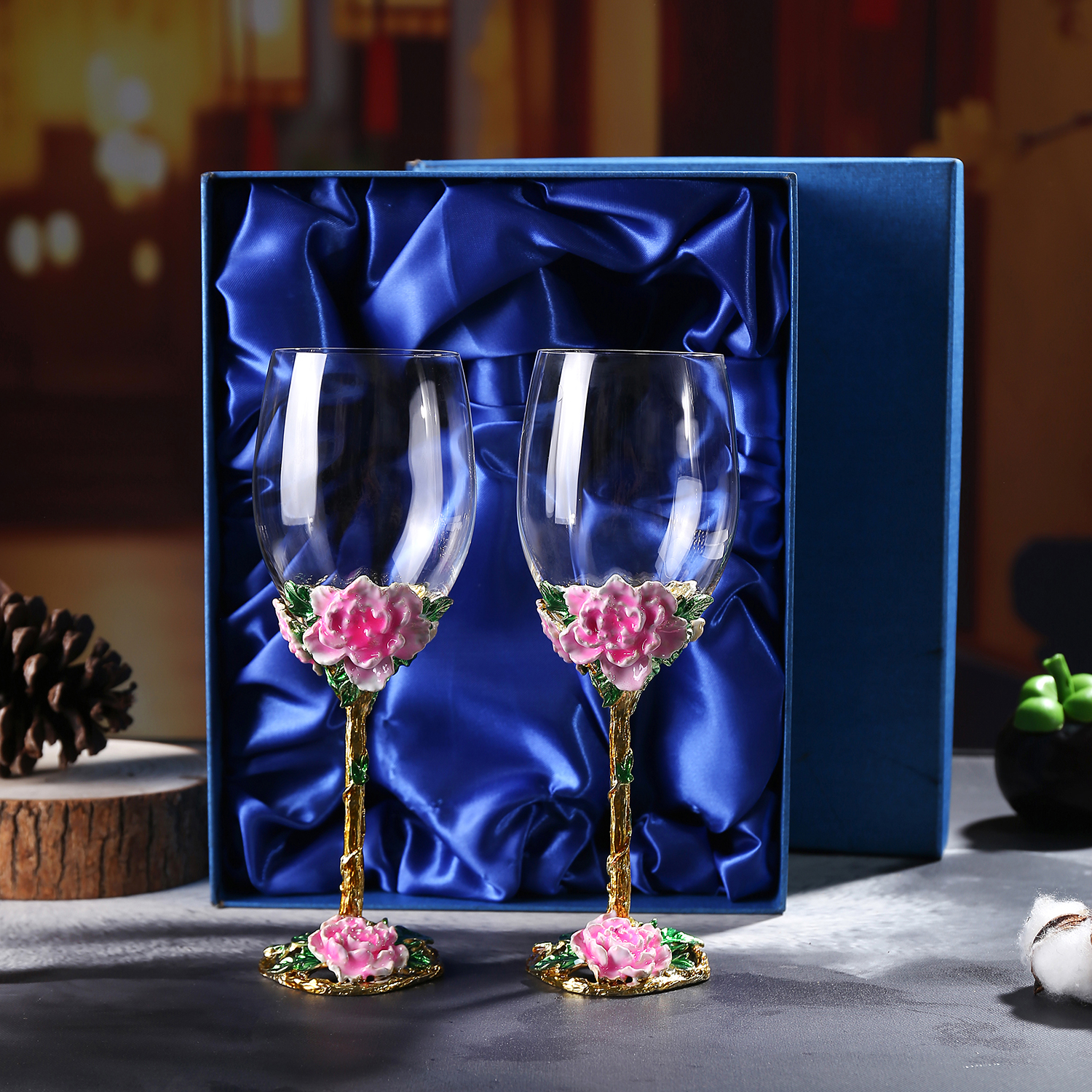 Pink 2 glass gift box