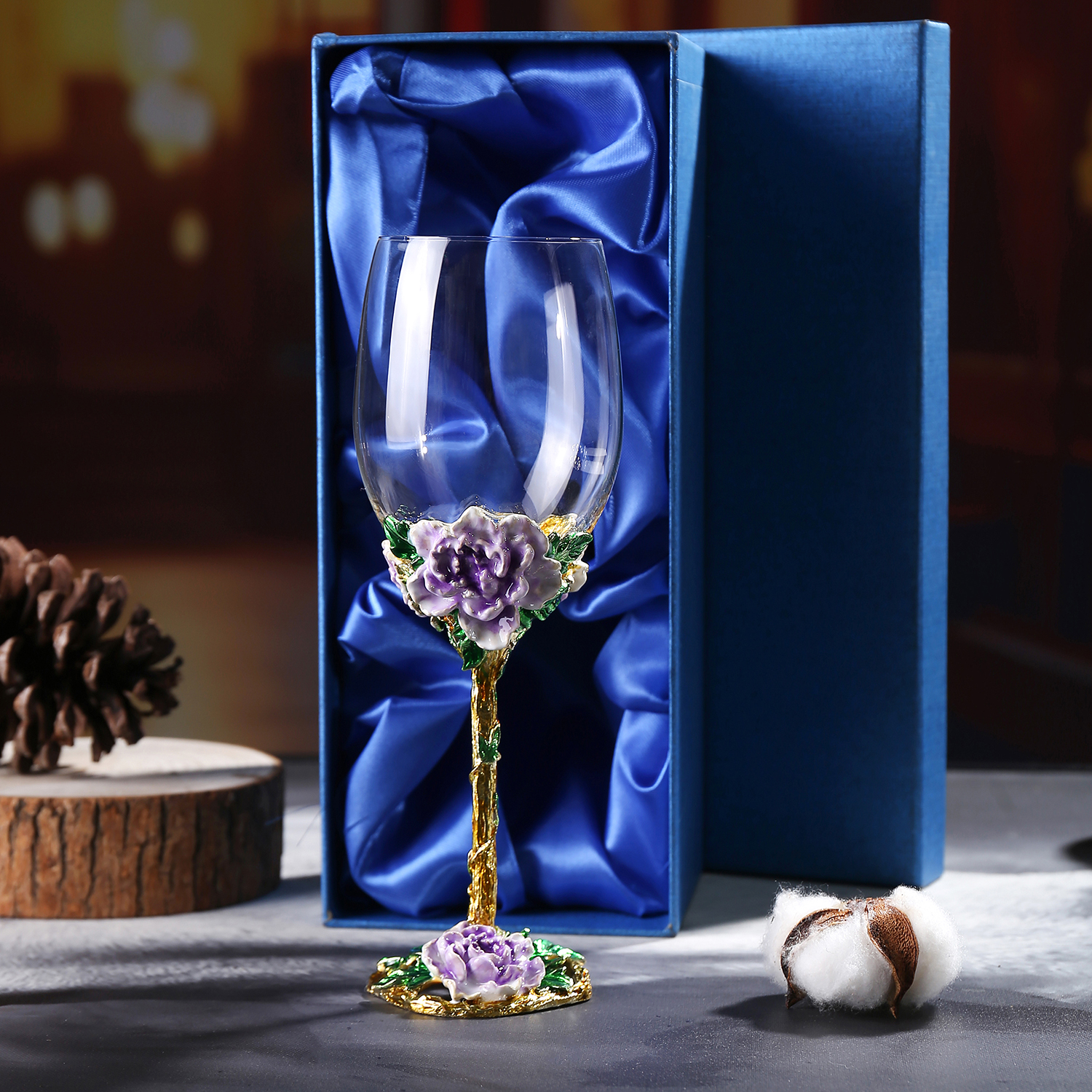 Purple 1 glass gift box