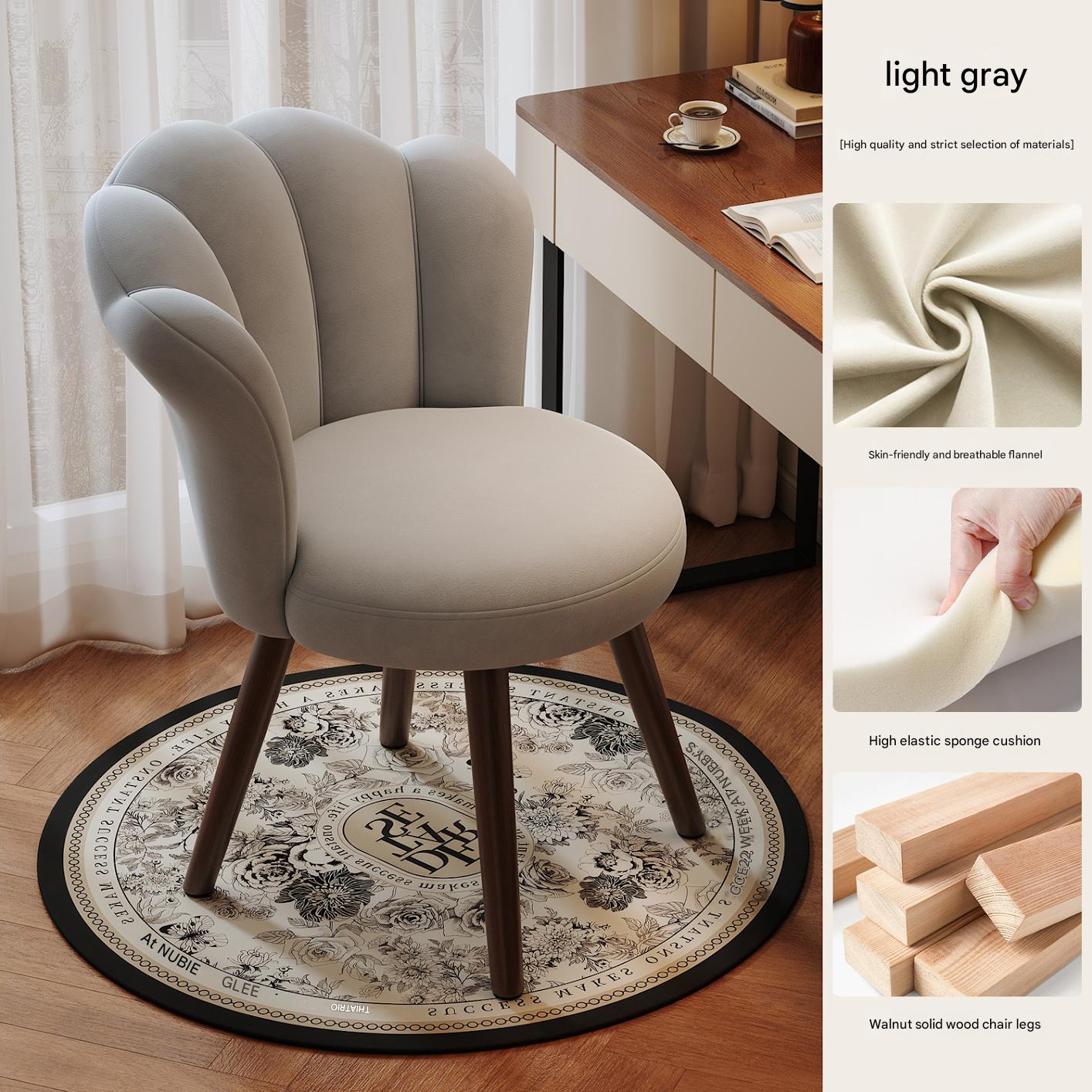 Walnut color wooden legs   light gray velvet