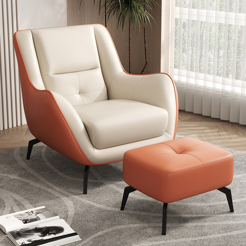 Beige orange tech fabric with footrest