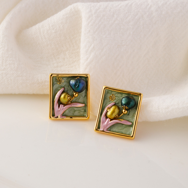 3:[s925 silver needle + copper plated 18k real gold + freshwater pearl]: nl08511e