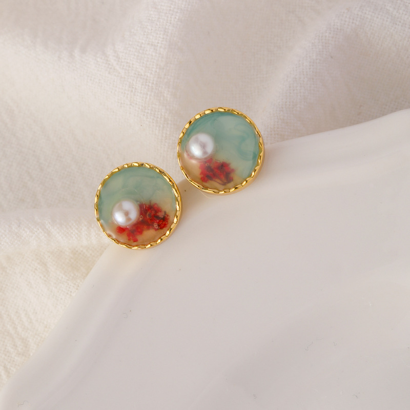 5:[s925 silver needle + copper plated 18k real gold + freshwater pearl]: nl10505e