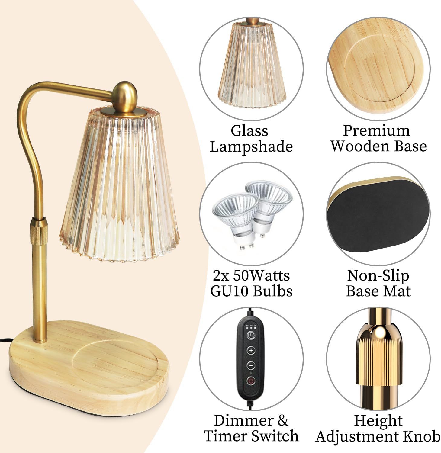 Gold Wood color with Light Dimming and Timer