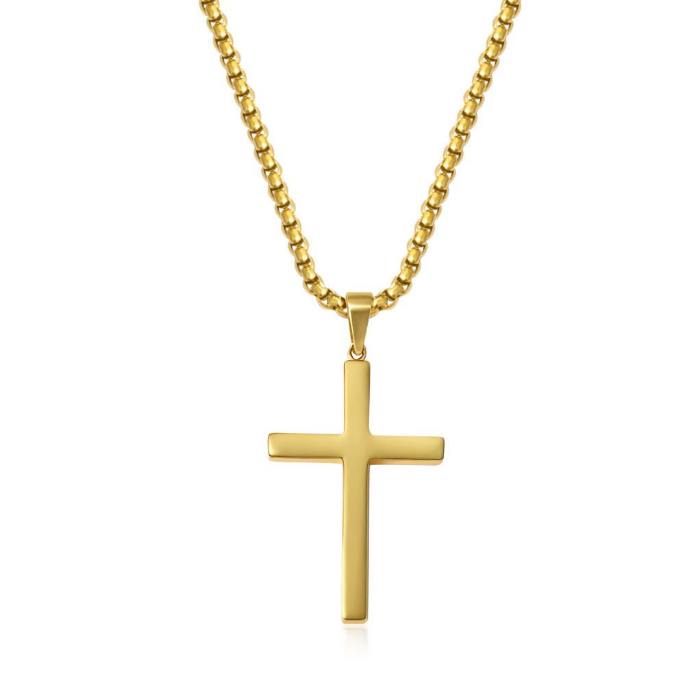 1:Polished full gloss cross necklace gold
