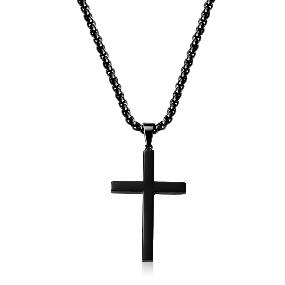 2:Polished full gloss cross necklace black