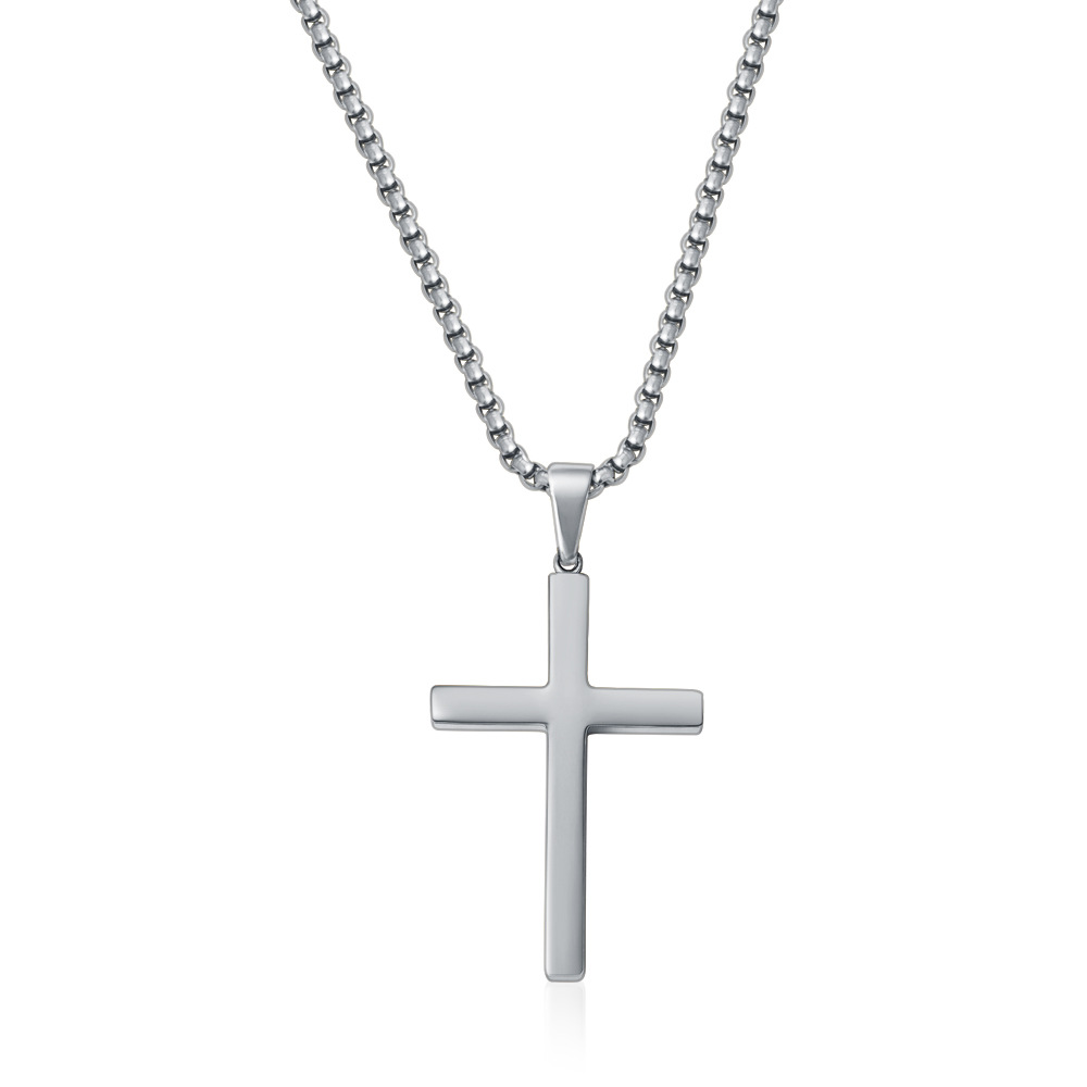 3:Polished full cross necklace steel color