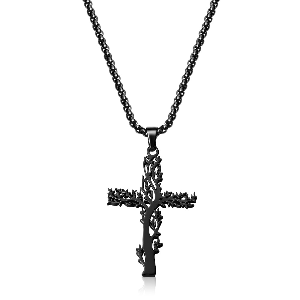 5:Polished full gloss tree of life cross black