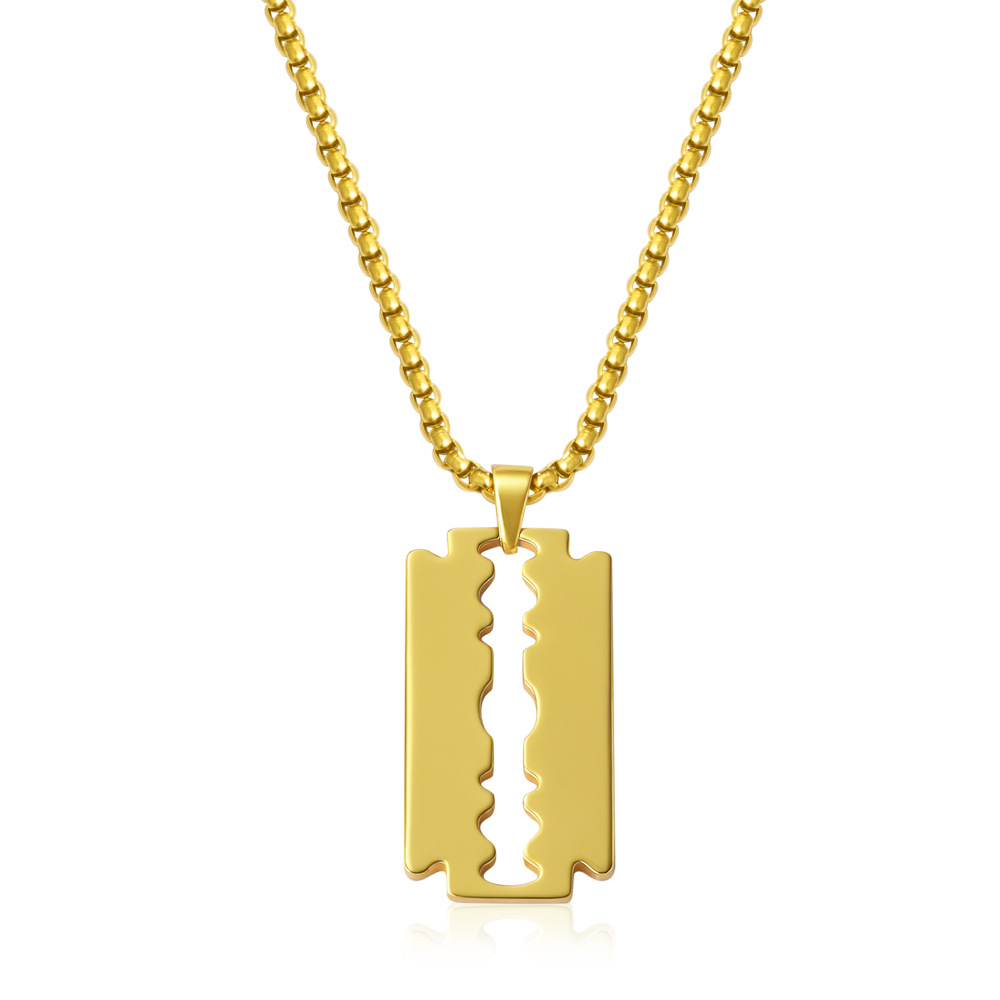 10:Polished full blade pendant necklace gold
