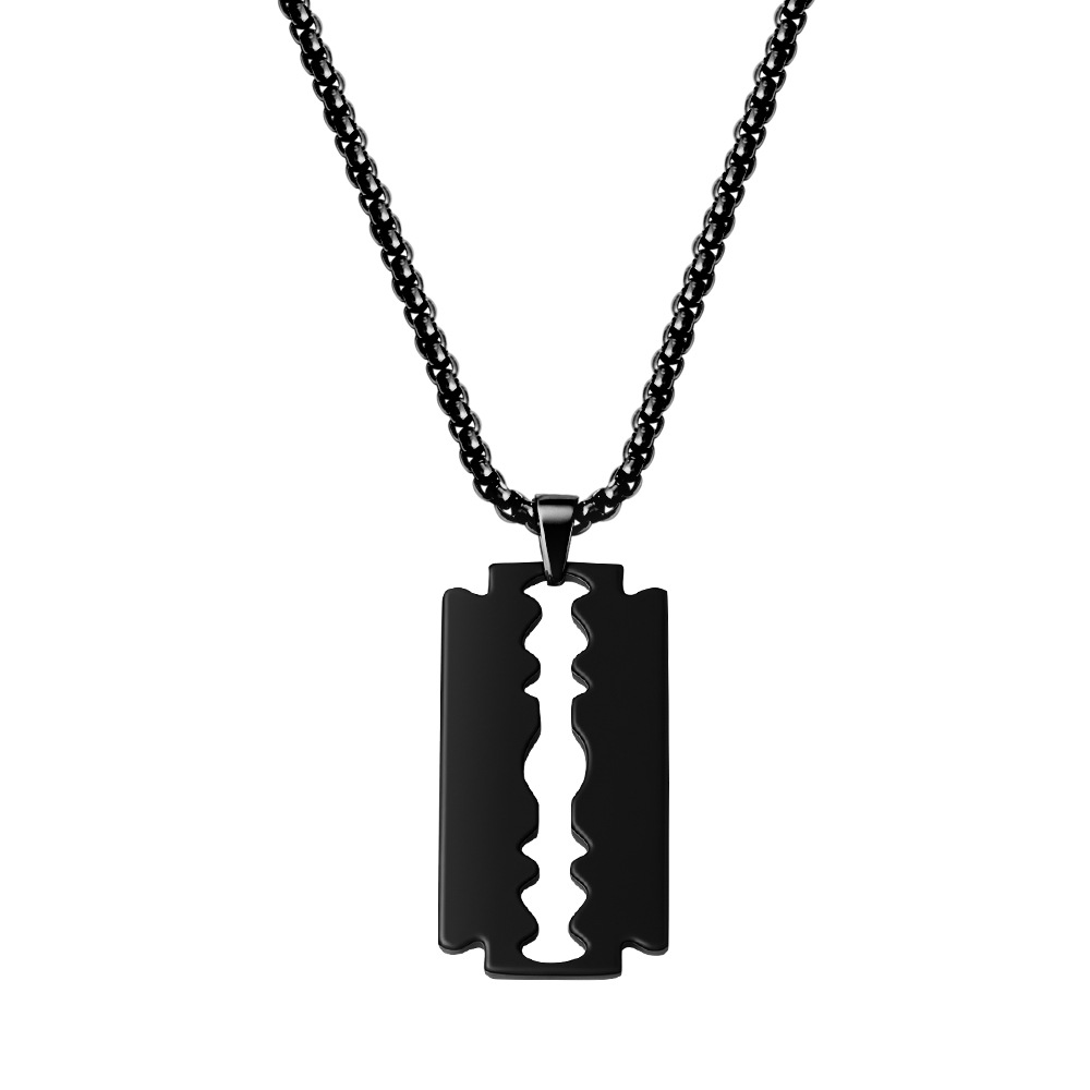 11:Polished blade pendant necklace black