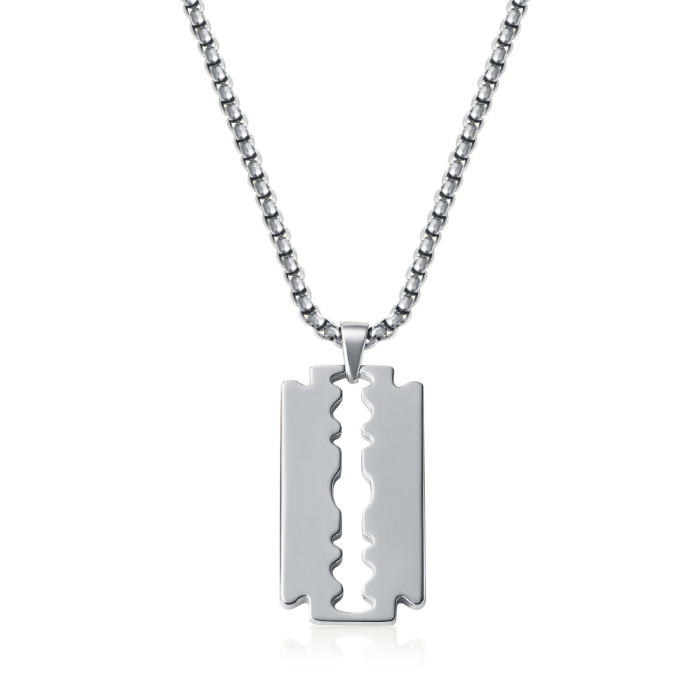 12:Polished blade pendant necklace steel color