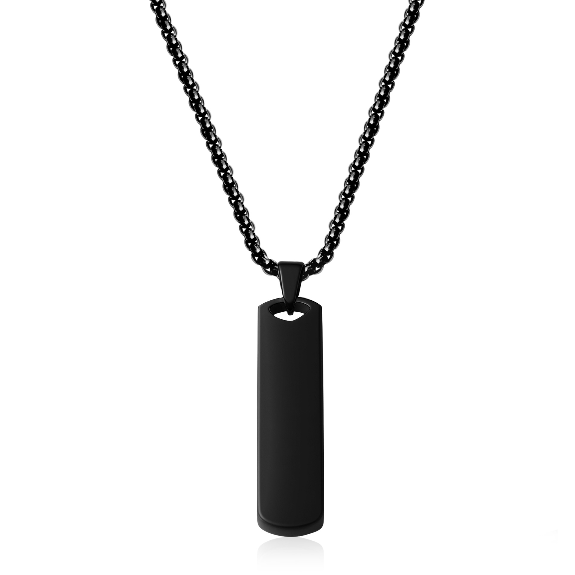 20:Polished full-gloss square pendant necklace black