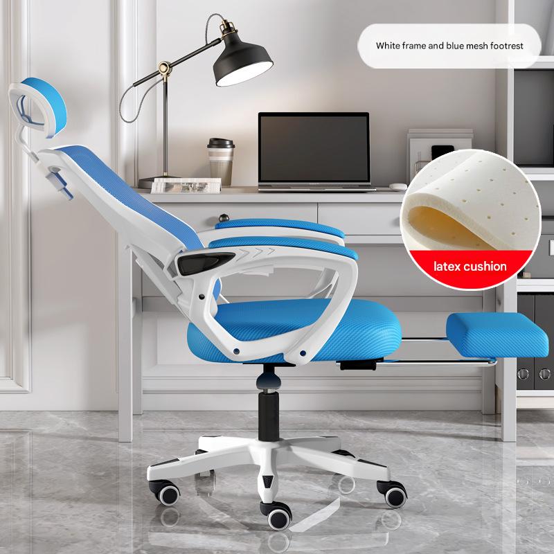 White Frame Blue Mesh Lying Latex Foot